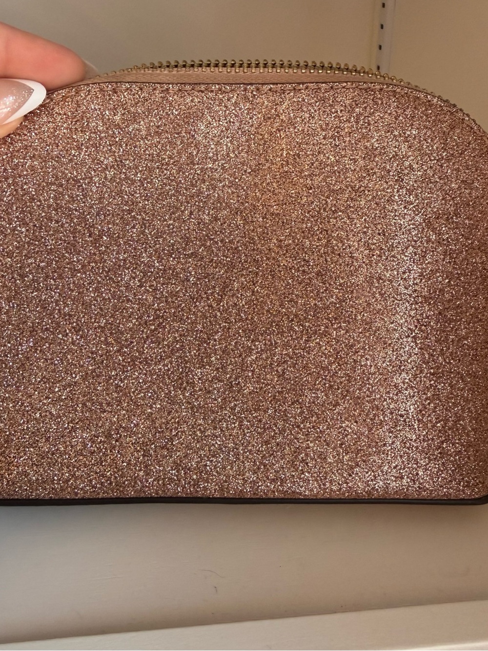 Michael Kors Rose Gold Glitter Cosmetic Pouch - Picture 6 of 8